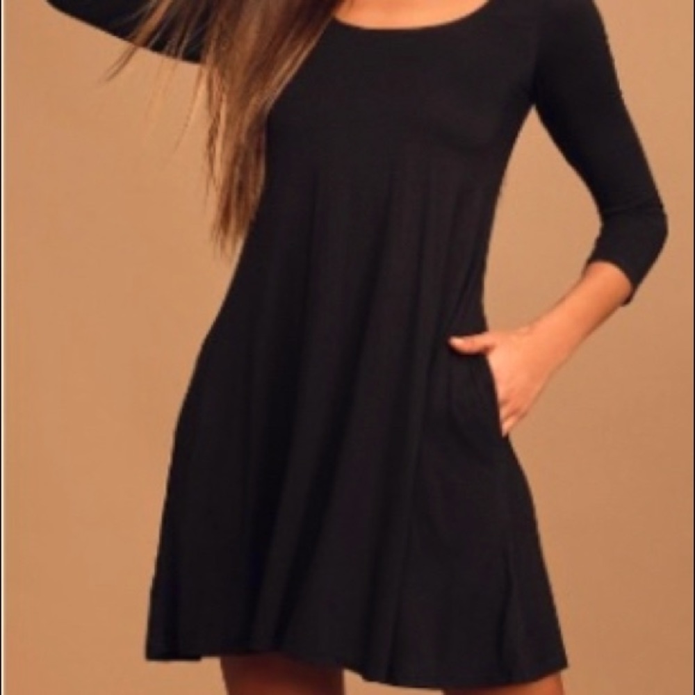NWT LuLus Twirl Power Black Swing Dress